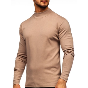 T-shirt termica da uomo a maniche lunghe con lupetto in tessuto a maglia pesante taupe