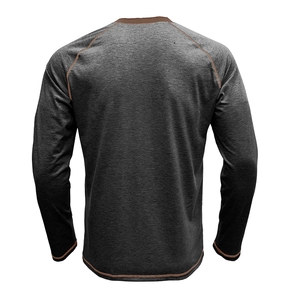 Back view of vintage heavyweight cotton long sleeve shirt with contrast stitching