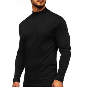 Maglia uomo slim fit a maniche lunghe con lupetto in tessuto a maglia nero