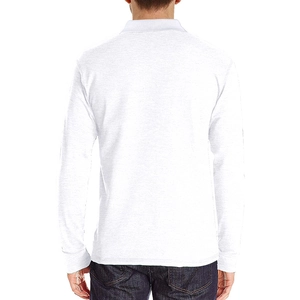 Vue arrière d'un polo blanc à manches longues pour hommes avec une coupe classique et un col