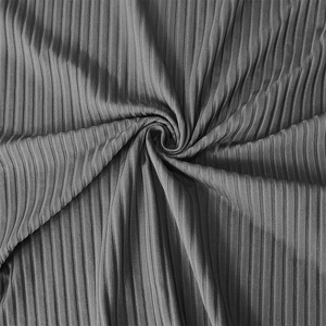 Close-up detail of dark grey ribbed knit fabric texture on men athletic fitness shirt