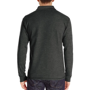 Vue détaillée du dos d'un polo à manches longues gris anthracite pour hommes cintré