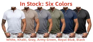 T-shirt Henley ajusté pour homme disponible en six couleurs du blanc au noir