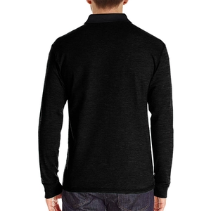 Vue arrière du polo à manches longues pour hommes en gris foncé avec texture chinée