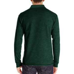 Vue arrière d'un polo à manches longues pour homme en vert foncé à texture chinée