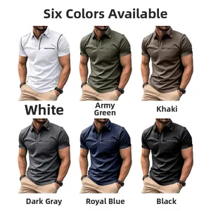 Collection de polos ajustés pour hommes en six couleurs avec coutures contrastées
