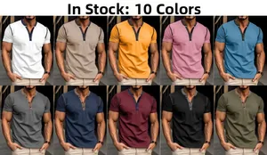 Men's slim-fit Henley t-shirt available in ten versatile colors with buttoned collar