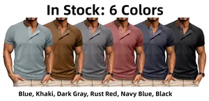 Detailed grid view showing six available colors of the waffle knit men's Henley shirt
