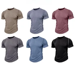 Grille détaillée montrant six couleurs de t-shirts de sport pour hommes à coutures renforcées
