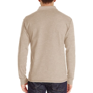 Vue arrière d'un polo à manches longues pour homme beige avec poignets et col côtelés