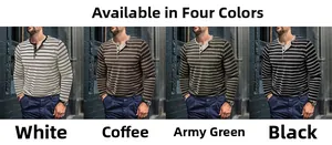 Detaillierter Vergleich von langärmeligen gestreiften Henley-Shirts in vier Farben