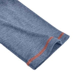 Detailed close-up of long sleeve cuff with orange contrast stitching on dark grey fabric