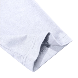 Detailed view of long-sleeve Henley shirt cuff with neat double-stitch flat seam detail