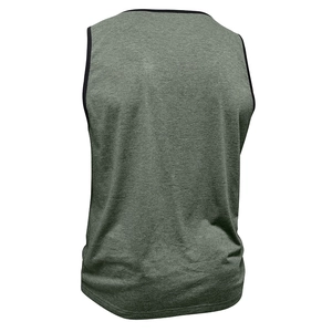 Débardeur sans manches pour hommes gris chiné avec bordures contrastées noires de sport