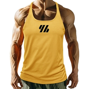 Men Fitness Stringer Tank Top Polycotton Blend Y-Back Racerback Gym Vest For Bodybuilding Muscle Training Workout Sportswear