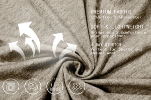 Detailed macro view showing the four-way stretch fabric and ribbed texture of men's t-shirt