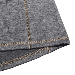 Detailed flatlock stitching on dark gray knit fabric of the men's summer Henley t-shirt
