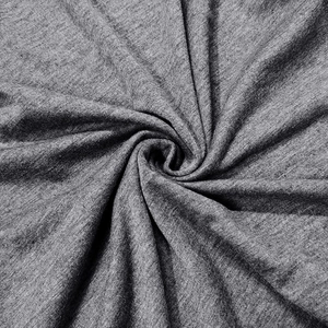 Detailed close-up of heather gray knit fabric texture showing elasticity and softness