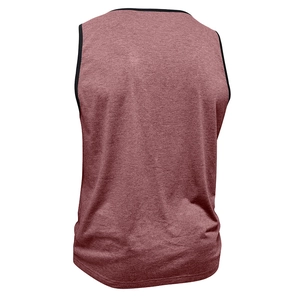 Détail du dos d'un débardeur de sport pour homme avec bordure contrastée et tissu respirant