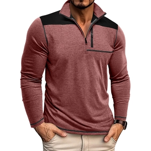Close-up of the quarter-zip collar and contrast shoulder detail on the men's tactical hoodie