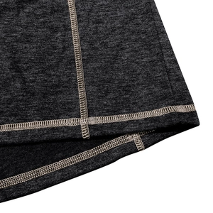 Detailed close-up of dark grey heather knit fabric with contrast stitching for men's shirt