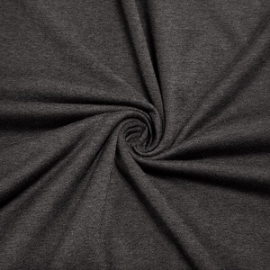 Close-up of dark grey heather knit fabric with soft texture for men's Henley shirt