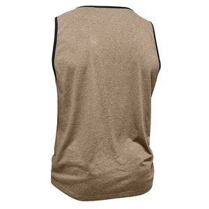 Vue arrière détaillée du gilet marron pour homme avec liseré noir et texture tricotée