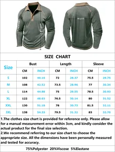 Größentabelle für Herren Langarm-Poloshirts mit Maßen von S bis 3XL in cm und Zoll Angaben