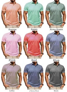 Vertical striped men's polo shirt available in nine colors including navy and orange
