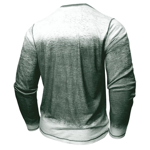 Vue arrière du t-shirt Henley pour homme à manches longues avec dégradé vert et texture chinée