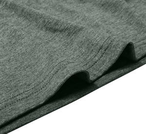 Macro shot of double-needle stitching on grey knit fabric of the men's polo shirt