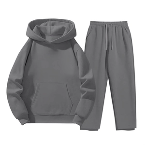 Men Casual Hoodie Top And Matching Sweatpants Polyester Long Sleeve Tracksuit For Autumn Winter Comfortable Daily Wear