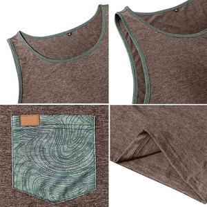 Vues détaillées du débardeur homme avec tissu chiné et poche à motif de vagues