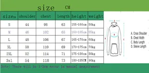 Size chart table for women's round neck sweatshirt showing measurements from S to 3XL