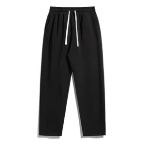 Schwarze Unisex-Freizeithose mit geradem Bein, Kordelzug am Bund und praktischen Taschen