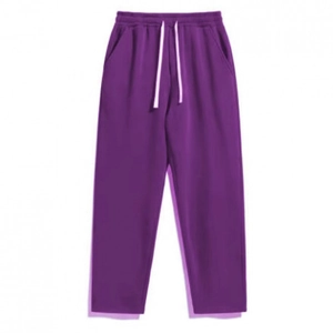 Violette Outdoor-Freizeithose mit hoher Taille, weißem Kordelzug und elastischem Bund