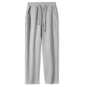 Unisex graue Jogginghose mit hoher Taille, Kordelzug und geradem Bein für Sport und Freizeit