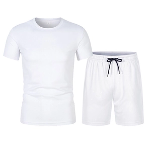 Détail de l'ensemble de sport blanc pour homme en mesh respirant avec étiquette taille L