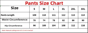 Size chart showing S to 3XL measurements for women's loose sweatpants with elastic cuffs
