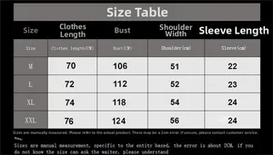 Detailed size chart for men's oversized fitness t-shirt showing measurements in cm