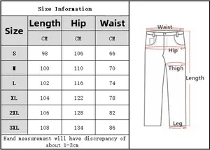 Size chart for high-waisted sweatpants showing measurements in cm from S to 3XL