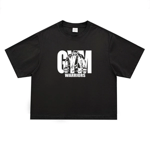 Schweres schwarzes Oversize Boxy Fit Gym T-Shirt mit Gym Warriors Grafikdruck