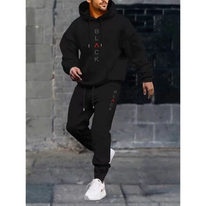 Set Felpa Con Cappuccio E Pantaloni Casual Da Uomo In Pile Abbigliamento Sportivo Stampa Lettere Tuta Per Uomo