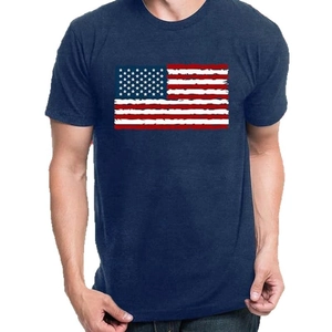 T-shirt patriotique bleu marine pour homme avec graphique vintage du drapeau américain