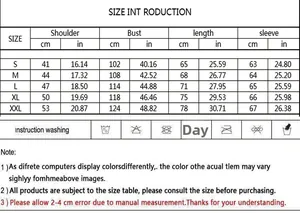 Detailed size chart for long sleeve sports set with measurements from S to XXL