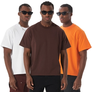 T-shirt Boxy Fit da uomo in cotone pesante nei colori bianco, caffè scuro e arancio
