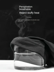 Close-up of black breathable cotton fabric showing perspiration and steam release