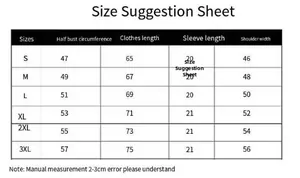 Detailed size chart for men's gothic t-shirt including bust, length, and shoulder data