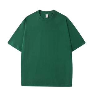 Kurzärmeliges T-Shirt für Herren in Dunkelgrün, Boxy Fit aus schwerer Baumwolle