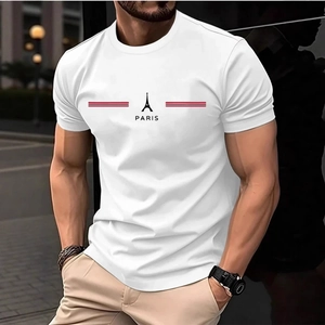 T-shirt da uomo bianca con grafica Torre Eiffel e scritta Paris in stile streetwear